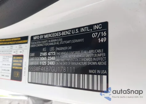 2016 Mercedes-Benz C 300 4Matic from USA, damaged, VIN 55SWF4KB7GU178111